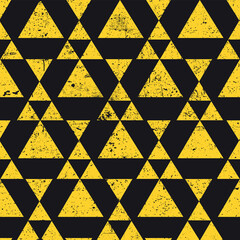 Aufkleber - Yellow geometric triangle background. Abstract seamless pattern grunge textured.