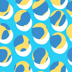 Aufkleber - Sun and water. Abstract blue and yellow seamless pattern. Vector Summer Background.