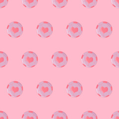 Poster - Pink Football Wallpaper. Vector Football Pattern. Pink Background.
