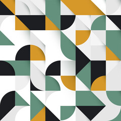 Aufkleber - Orange and green abstract Geometric Shapes Background. Seamless Vector