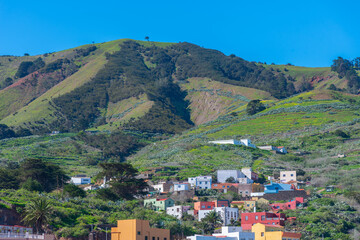 Aerial view of a Spanish town Valverde at El Hierro, Canary islands