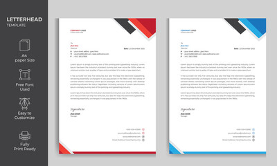 Wall Mural - Creative Letterhead Design Template with 2 color Variations A4 Size Print Ready Fully editable 