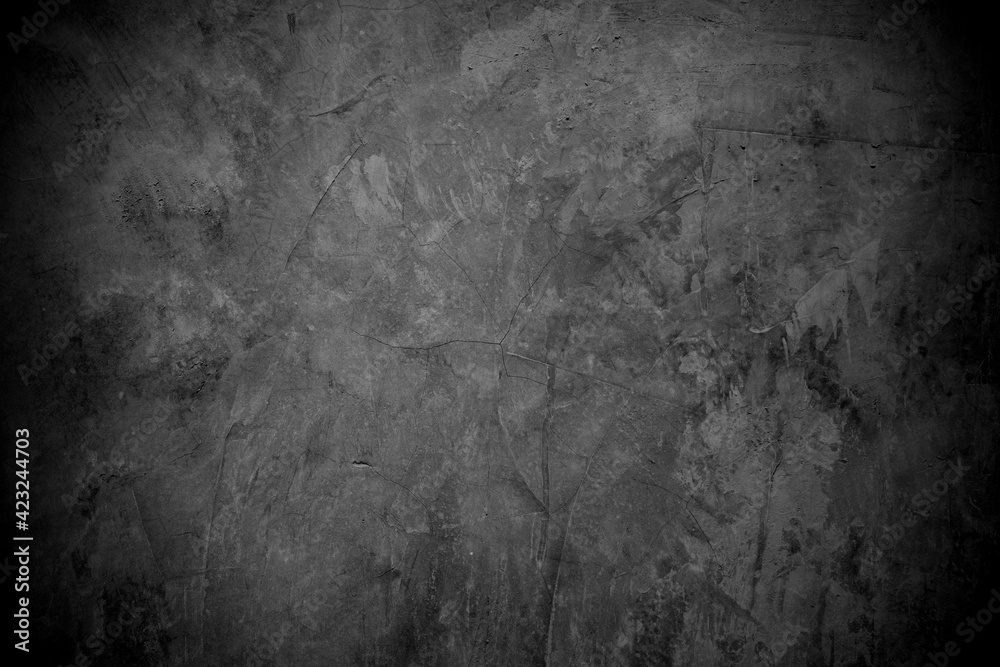 Old wall texture cement dark black gray  background abstract grey color design are light with white gradient background. - obrazy, fototapety, plakaty 