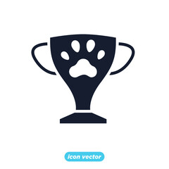 Trophy paw print icon. Trophy winner contest animal symbol template for graphic and web design collection logo vector illustration