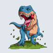 Blue angry Tyrannosaurus T Rex, Dinosaur Monster, Blue roaring tyrannosaurus. Prehistoric carnivorous dinosaur.	