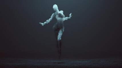 Wall Mural - Sexy Smoke Ghost Spirit Dancer Floating in a Foggy Void 3d Illustration animation