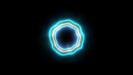 Poster - Glowing lines 3D render of energy in electric musical movement. Expanding waveform of dynamic flow with sound frequency movement. Futuristic pulsesound ripple.