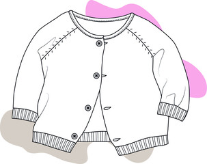 Baby cardigan design. Cardigan vector sketch