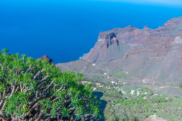 Wall Mural - Aerial view of Barranco de Taguluche at La Gomera, Canary Islands, Spain