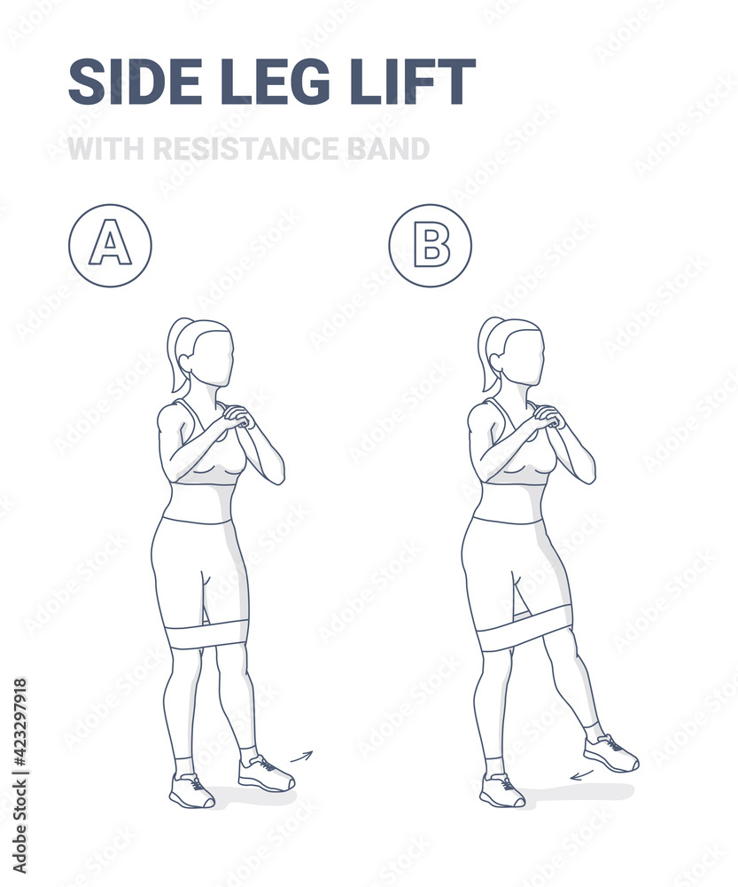 Standing Side Leg Lifts with Resistance Band Girl Home Workout Exercise ...