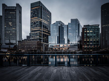 Futuristic Style Photo Of Boston Financial District From Harbor Walk