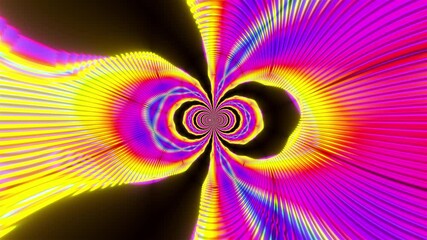 Poster - Geometric party with 3d render futuristic rainbow vortex and swirling gradient. Electronic flashes with opening of cosmic gates hyperspace. Digital northern lights with swirling waves stellar.
