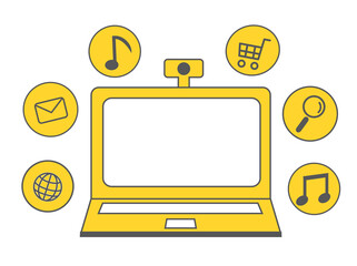 Online and PC yellow icon illustration
