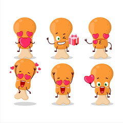 Wall Mural - Chicken thight cartoon character with love cute emoticon