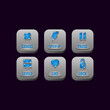 © didik - set of square stone buttons with jelly icons for game ui asset elements vector illustration