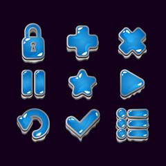 Wall Mural - collection set of game ui rock jelly icon signs for gui asset elements vector illustration