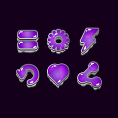 Wall Mural - set of game ui rock jelly icon signs for gui asset elements vector illustration