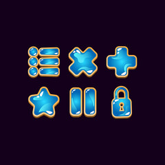 Wall Mural - set of game ui wooden jelly icon signs for gui asset elements vector illustration