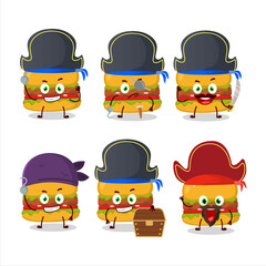 Wall Mural - Cartoon character of hamburger with various pirates emoticons