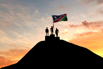 Canvas Print - Namibia flag being waved on top of a winners podium. 3D Rendering