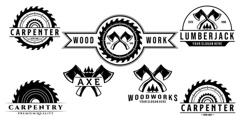 Poster - set of carpentry woodwork vintage logo craftsman vector illustration design