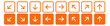 Set of 16 orange arrow icons.
