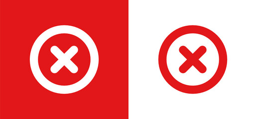 Canvas Print - Error, red cross in circle symbol icon illustration