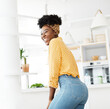 © Lumos sp - woman young black portrait dancing music happiness love home having fun cheerful carefree girl dance joy