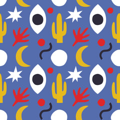 Wall Mural - Seamless abstract eyes pattern. Vector