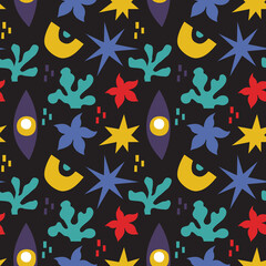 Wall Mural - Abstract eyes and lips pattern. Seamless vector background