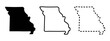 Missouri state isolated on a white background, USA map