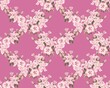 Lilies and Roses vector floral seamless pattern. The flowers are arranged in rhomabs on a pink background.