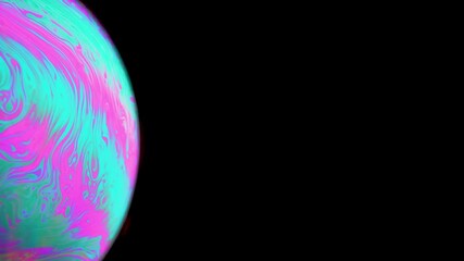 Wall Mural - Abstract background planet. Globe planet earth in galaxy universe space with sun on black background. Abstract colorful soap bubble