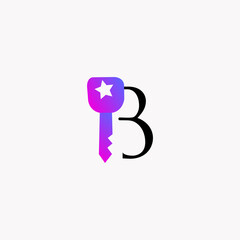 Wall Mural - logo letter b with icon key modern vector design