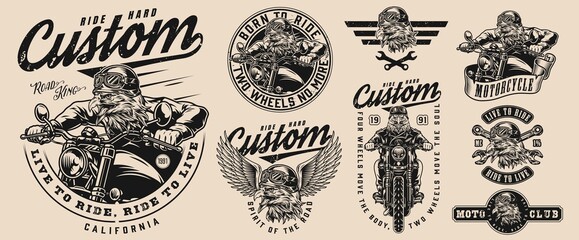 Wall Mural - vintage custom motorcycle designs set
