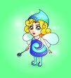 concept fairy water element with a magic wand
A little girl in a cap-and-make costume 