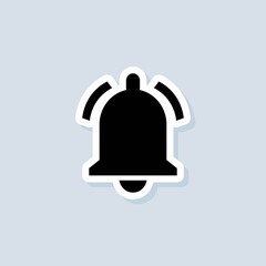 Poster - Notification sticker. Notification bell icon for incoming inbox message. Bell ring for alarm clock and smartphone application alert. Vector on isolated background. EPS 10
