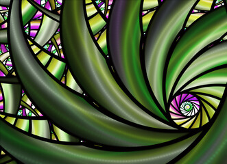 Poster - Abstract color dynamic textured background with lighting effect. Fractal spiral. Fractal art