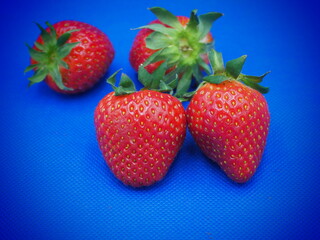 strawberry on blue background