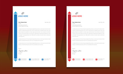 Wall Mural - letterhead format template, business style letterhead design template. company letterhead template d