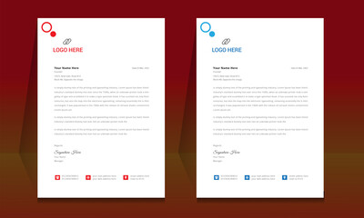 Wall Mural - letterhead format template, business style letterhead design template. company letterhead template d