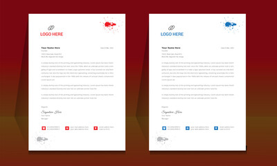 Wall Mural - letterhead format template, business style letterhead design template. company letterhead template d