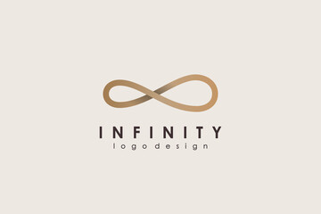 Poster - Gold Line Geometric Infinity Logo isolated on Vintage Background. Usable for Business and Branding Logos. Flat Vector Logo Design Template Element.