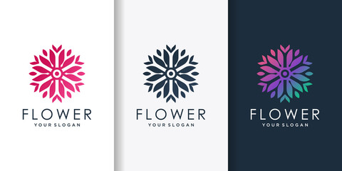 Flower logo template with creative gradient style