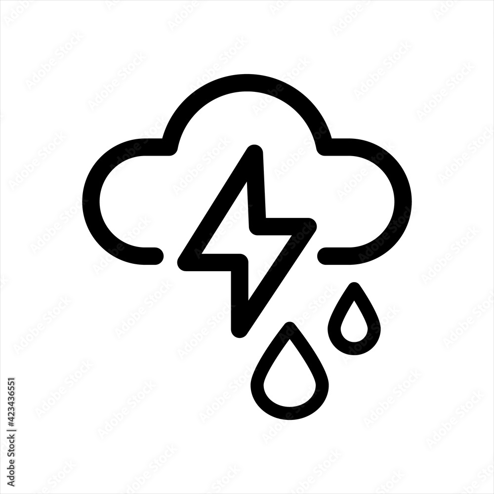 Isolated cloud rain and thunder icon line design. Modern weather icon ...