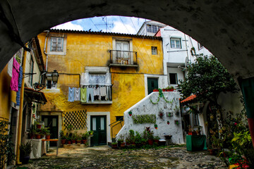 Old houses of Patio do Carrasco in Lisbon