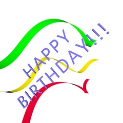 Poster - Red, yellow, green spiral ribbons and the inscription 