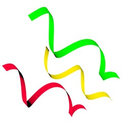 Poster - Red, yellow, green spiral ribbons on a white background. 3d rendering image.