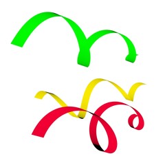 Poster - Red, yellow, green spiral ribbons on a white background. 3d rendering image.