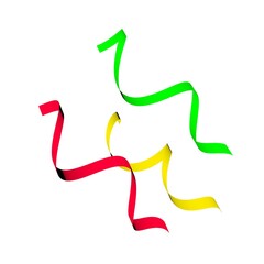 Poster - Red, yellow, green spiral ribbons on a white background. 3d rendering image.